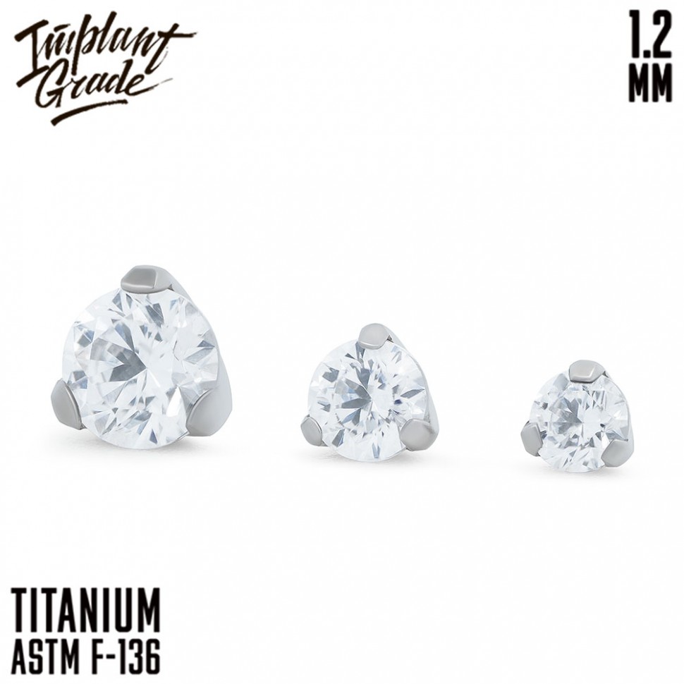 Накрутка Фианит 4 мм для основ 1.2 мм титан ASTM F-136