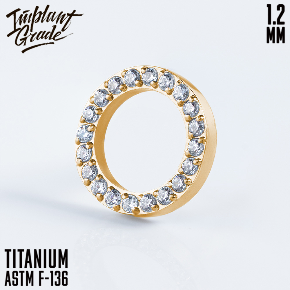 Накрутка Circle CZ 1.2 мм титан (ЗОЛОТОЙ, для основ 1.2 мм, Прозрачный, Титан ASTM F-136)
