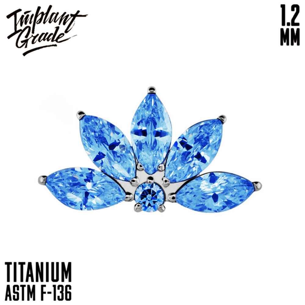 Накрутка Princess 1.2 мм титан (для основ 1.2 мм, Аквамарин, Титан ASTM F-136)