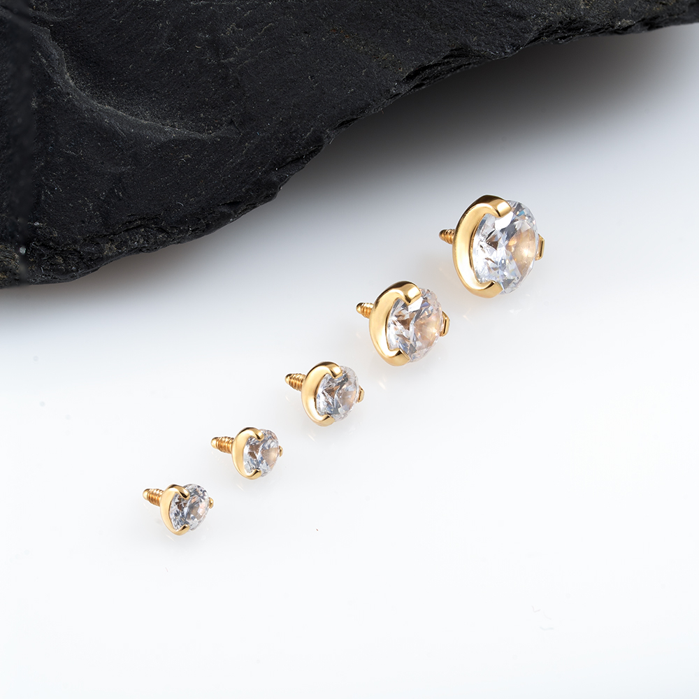 Накрутка Фианит Gold (5 мм, для основ 1.2 мм титан ASTM F-136 )