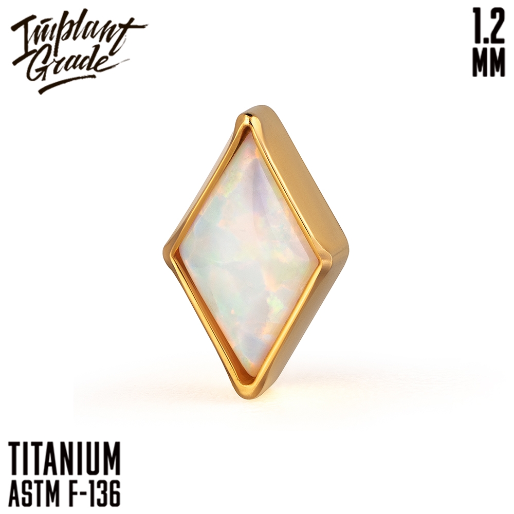 Накрутка Gold Rhomb op-17 титан+PVD (для основ 1.2 мм, опал №17, Золотой, Титан ASTM F-136)