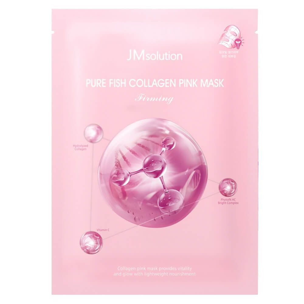 JMsolution Pure Fish Collagen Pink Mask, маска тканевая увлажняющая с коллагеном, 1 шт