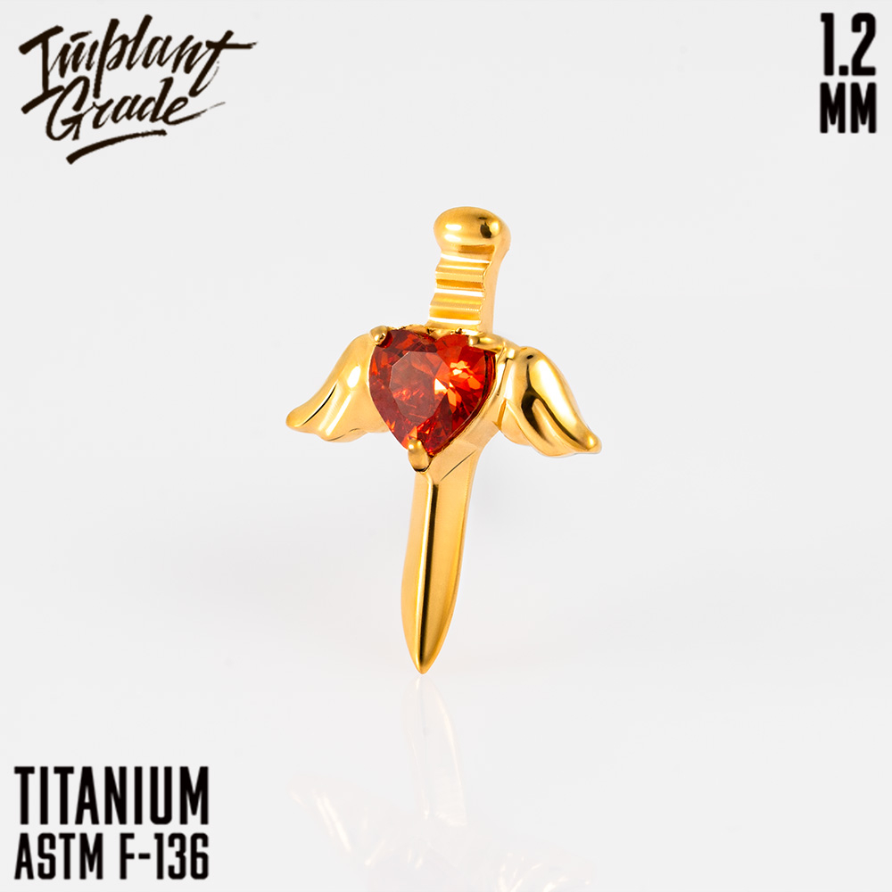 Накрутка Heart Dirk 1.2 мм титан (ЗОЛОТОЙ, для основ 1.2 мм, Титан ASTM F-136)