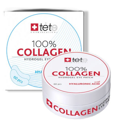 100% Collagen Hydrogel Eye Patch Гидроколлагеновые патчи для глаз с гиалуроновой кислотой 60 шт