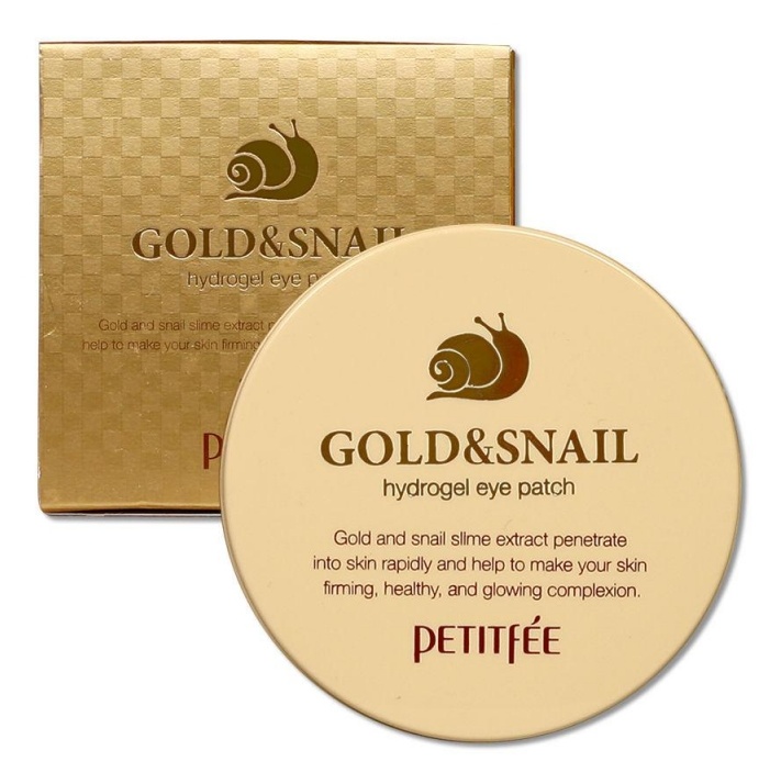 PETITFEE Hydro Gel Eye Patch Gold & Snail, патчи гидрогелевые с улиточным муцином и золотом, 60 шт