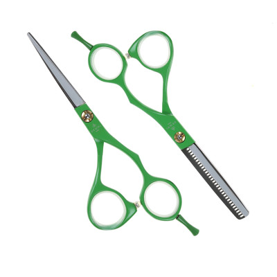 Набор из двух парикмахерских ножниц 5,5" зелёного цвета в чехле DEWAL SET-MC-G