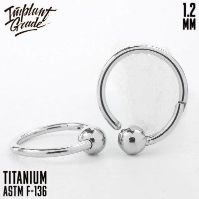 Кольцо-кликер Silver с шаром 1.2 мм * 8 мм титан (232-8)