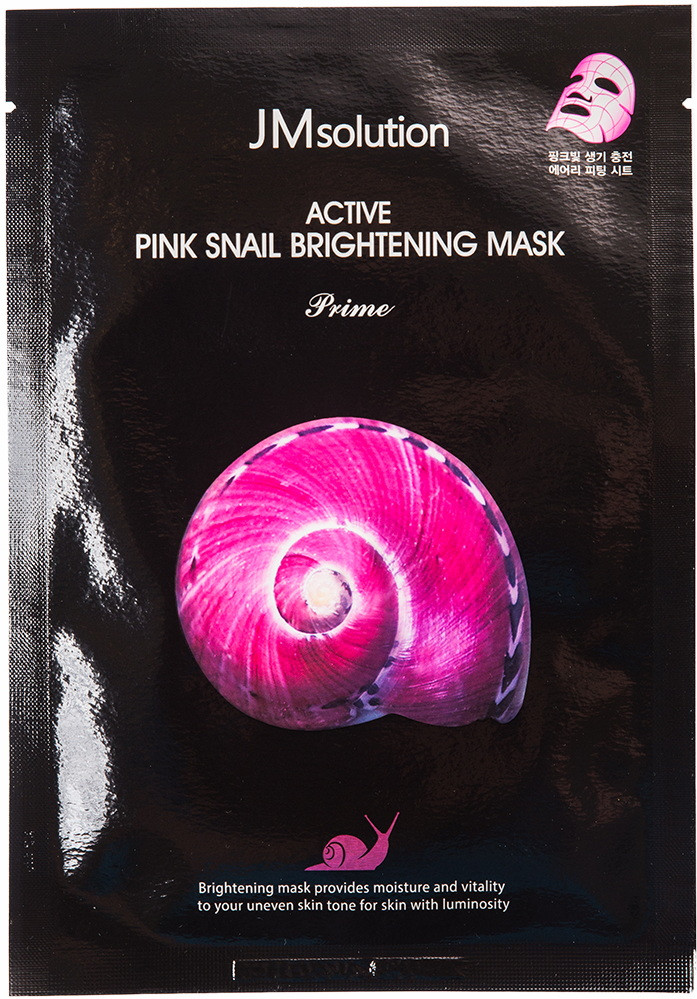 JMsolution Pink Snail Brightening Mask, маска тканевая ультратонкая с муцином улитки, 1 шт