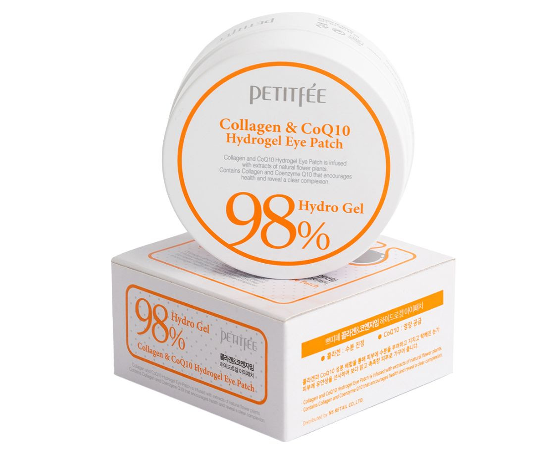 PETITFEE 98% Collagen & CoQ10 Hydro Gel Eye Patch, патчи гидрогелевые с коллагеном, 60 шт