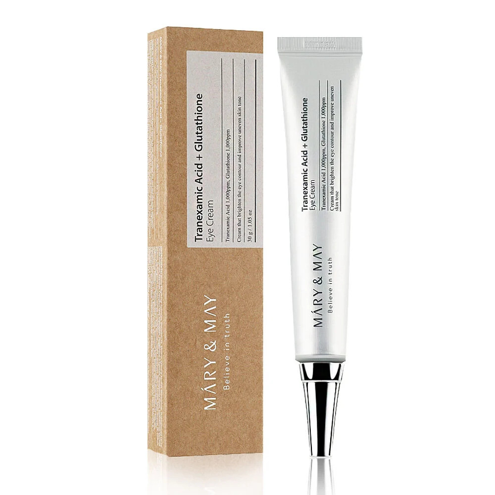 MARY&MAY Tranexamic Acid + Glutathion Eye Cream, крем для кожи вокруг глаз осветляющий, 12 мл