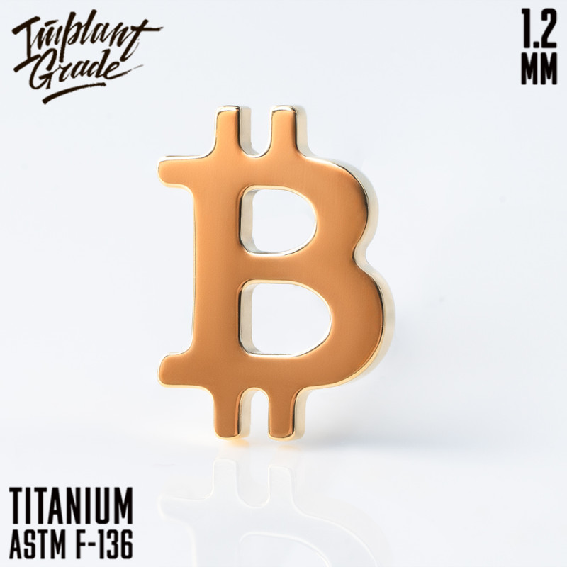 Накрутка Bitcoin Gold 1.2 мм титан+PVD (для основ 1.2 мм, Золотой, Титан ASTM F-136)