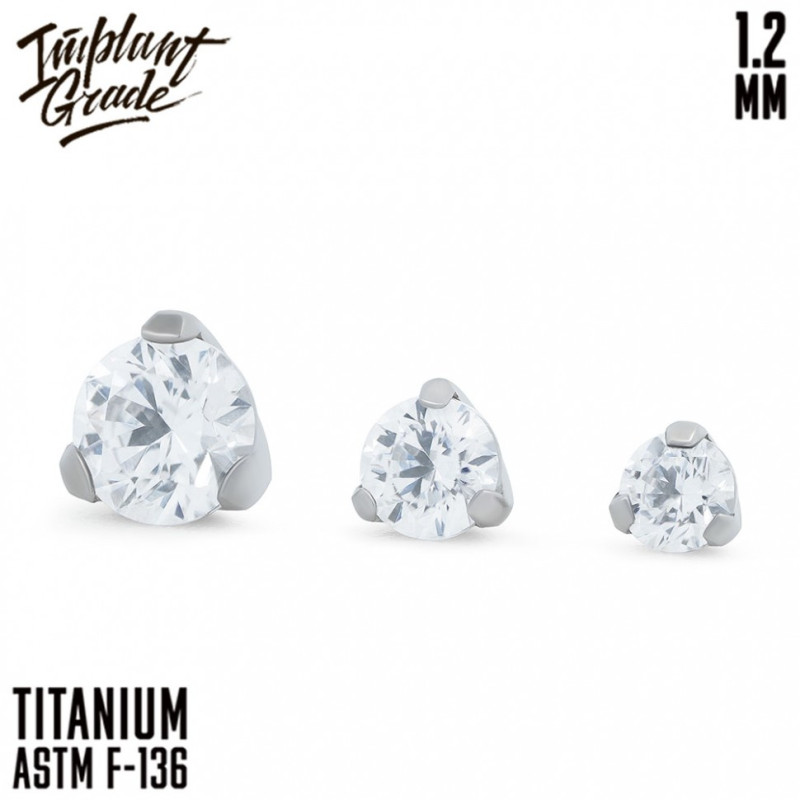 Накрутка Фианит 4 мм для основ 1.2 мм титан ASTM F-136