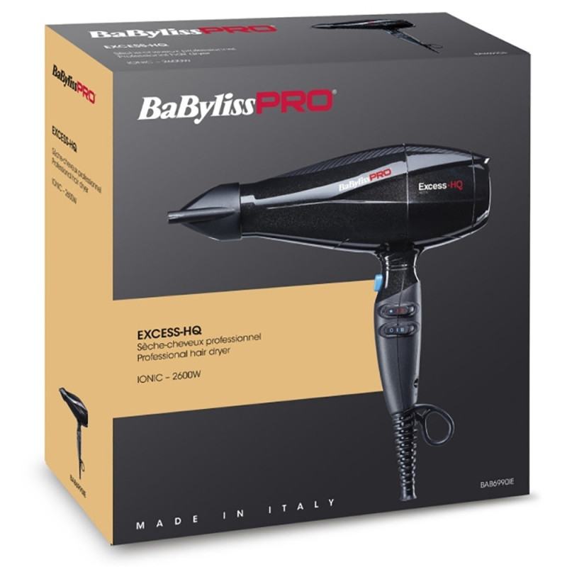 Фен BaByliss Pro EXCESS HQ, 2600 Вт, 2 насадки, BAB6990IE