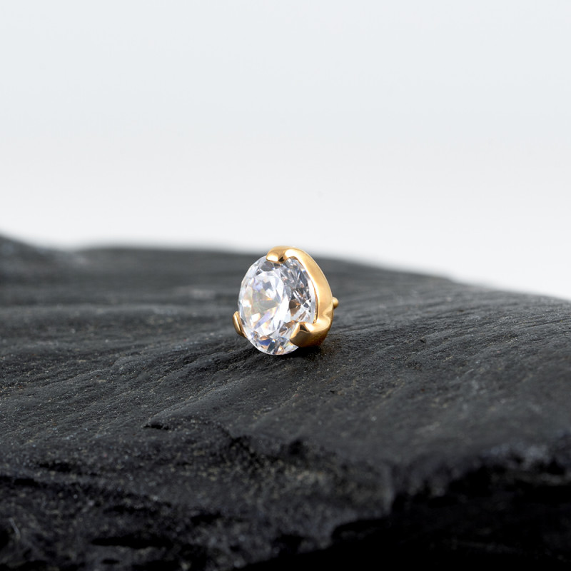 Накрутка Фианит Gold (5 мм, для основ 1.2 мм титан ASTM F-136 )