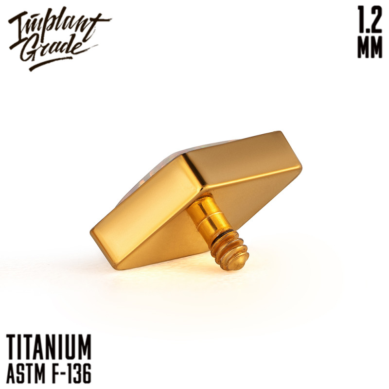 Накрутка Gold Rhomb op-17 титан+PVD (для основ 1.2 мм, опал №17, Золотой, Титан ASTM F-136)