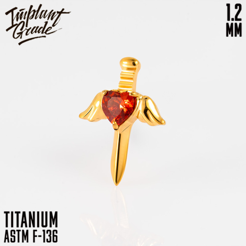 Накрутка Heart Dirk 1.2 мм титан (ЗОЛОТОЙ, для основ 1.2 мм, Титан ASTM F-136)