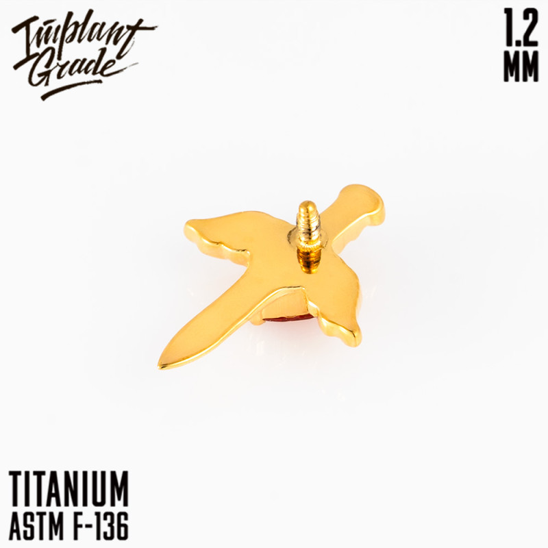 Накрутка Heart Dirk 1.2 мм титан (ЗОЛОТОЙ, для основ 1.2 мм, Титан ASTM F-136)