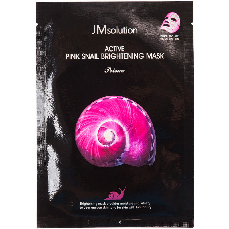 JMsolution Pink Snail Brightening Mask, маска тканевая ультратонкая с муцином улитки, 1 шт