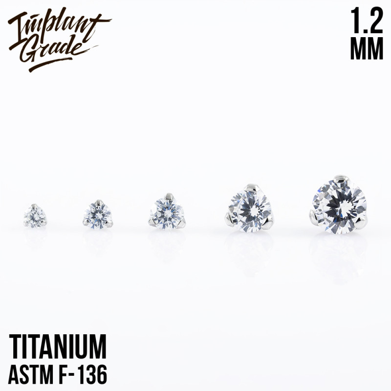 Накрутка Фианит 5 мм для основ 1.2 мм титан ASTM F-136