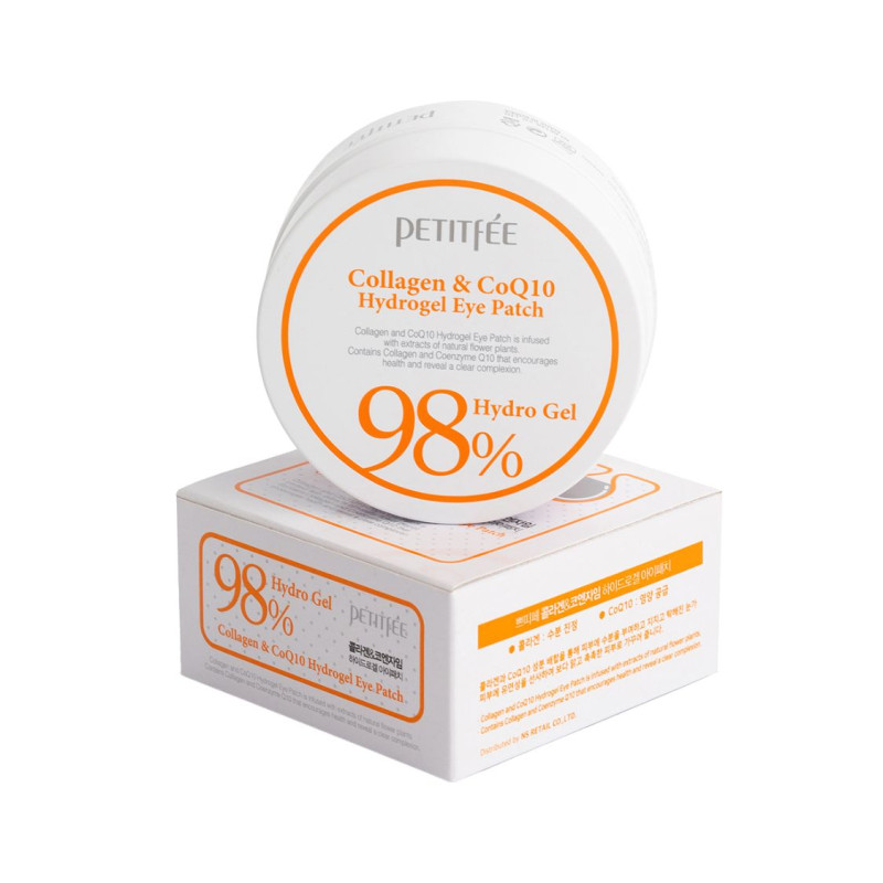 PETITFEE 98% Collagen & CoQ10 Hydro Gel Eye Patch, патчи гидрогелевые с коллагеном, 60 шт