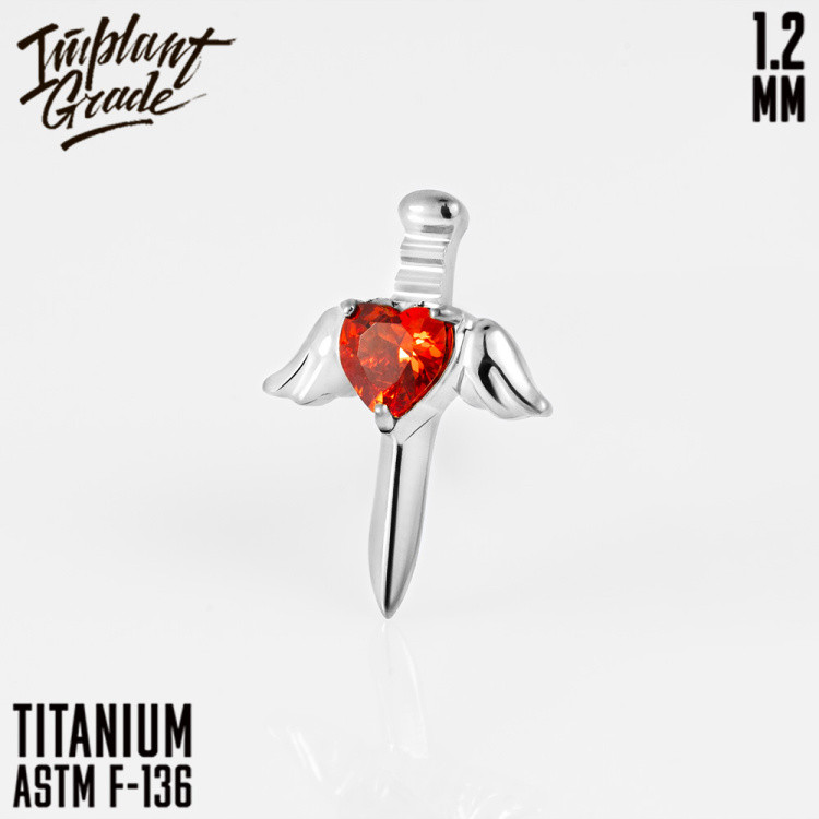 Накрутка Heart Dirk 1.2 мм титан (для основ 1.2 мм, Серебристо-белый, Титан ASTM F-136)